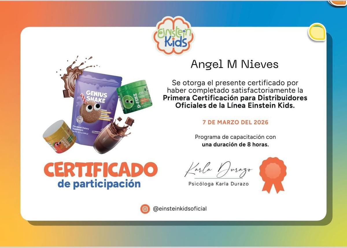 Join us to discover how a comprehensive approach can enhance the cognitive and emotional development of children. Boost the learning and creativity of your child An educational and nutritional approach designed to support the cognitive and emotional development of children.
Line 2
Inspired by child development methodologies used by specialists in psychology, nutrition, and well-being.
3️⃣ COLORS OF THE LANDING
To look professional and trustworthy.
Main blue
#1E3A8A
Bright blue
#2563EB
Creativity yellow
#FBBF24
Clean white
#FFFFFF
Text gray
#374151
This communicates:
intelligence
science
childhood
trust
4️⃣ STRUCTURE OF THE OFFICIAL LANDING (COVER)
This does NOT have representatives.
HERO
Title
Awaken your child's extraordinary potential
Subtitle
Einstein Kids is an educational and nutritional approach designed to support the cognitive, emotional, and creative development of children.
Button:
Learn about the program Join us to discover how a comprehensive approach can enhance the cognitive and emotional development of children. Boost the learning and creativity of your child An educational and nutritional approach designed to support the cognitive and emotional development of children.
Line 2
Inspired by child development methodologies used by specialists in psychology, nutrition, and well-being.
3️⃣ COLORS OF THE LANDING
To look professional and trustworthy.
Main blue
#1E3A8A
Bright blue
#2563EB
Creativity yellow
#FBBF24
Clean white
#FFFFFF
Text gray
#374151
This communicates:
intelligence
science
childhood
trust
4️⃣ STRUCTURE OF THE OFFICIAL LANDING (COVER)
This does NOT have representatives.
HERO
Title
Awaken your child's extraordinary potential
Subtitle
Einstein Kids is an educational and nutritional approach designed to support the cognitive, emotional, and creative development of children.
Button:
Learn about the program
