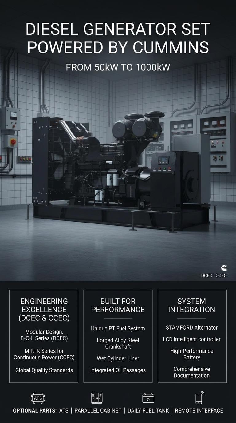Diesel Generator Set with Cummins Engine From 50kW to 1000kW