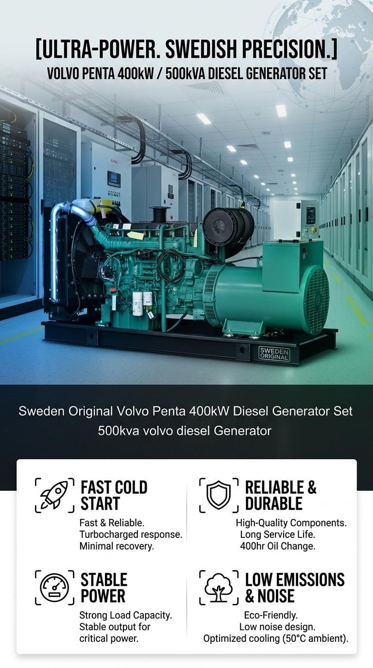 Original Volvo Penta Diesel Generator Set from Sweden – 400kW / 500kVA