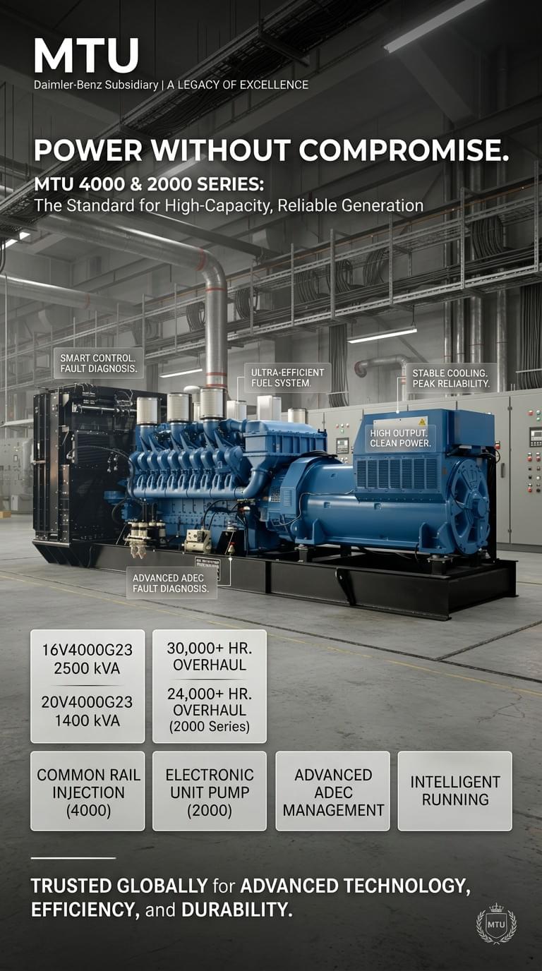 MTU 16V4000G23 & 20V4000G23 High-Capacity Diesel Generator Sets – 2500kVA and 1400kVA