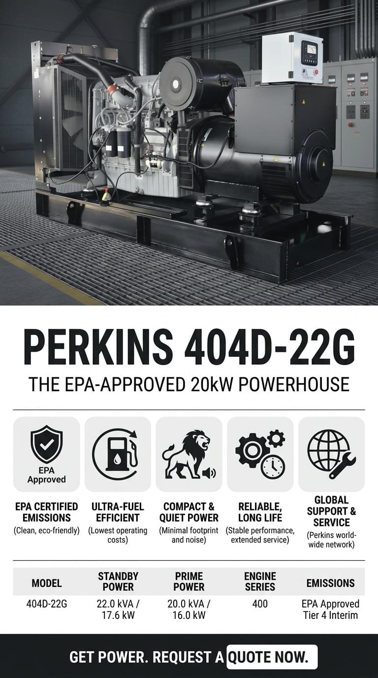 EPA Approved 404D-22G Diesel Generator Set 20kW
