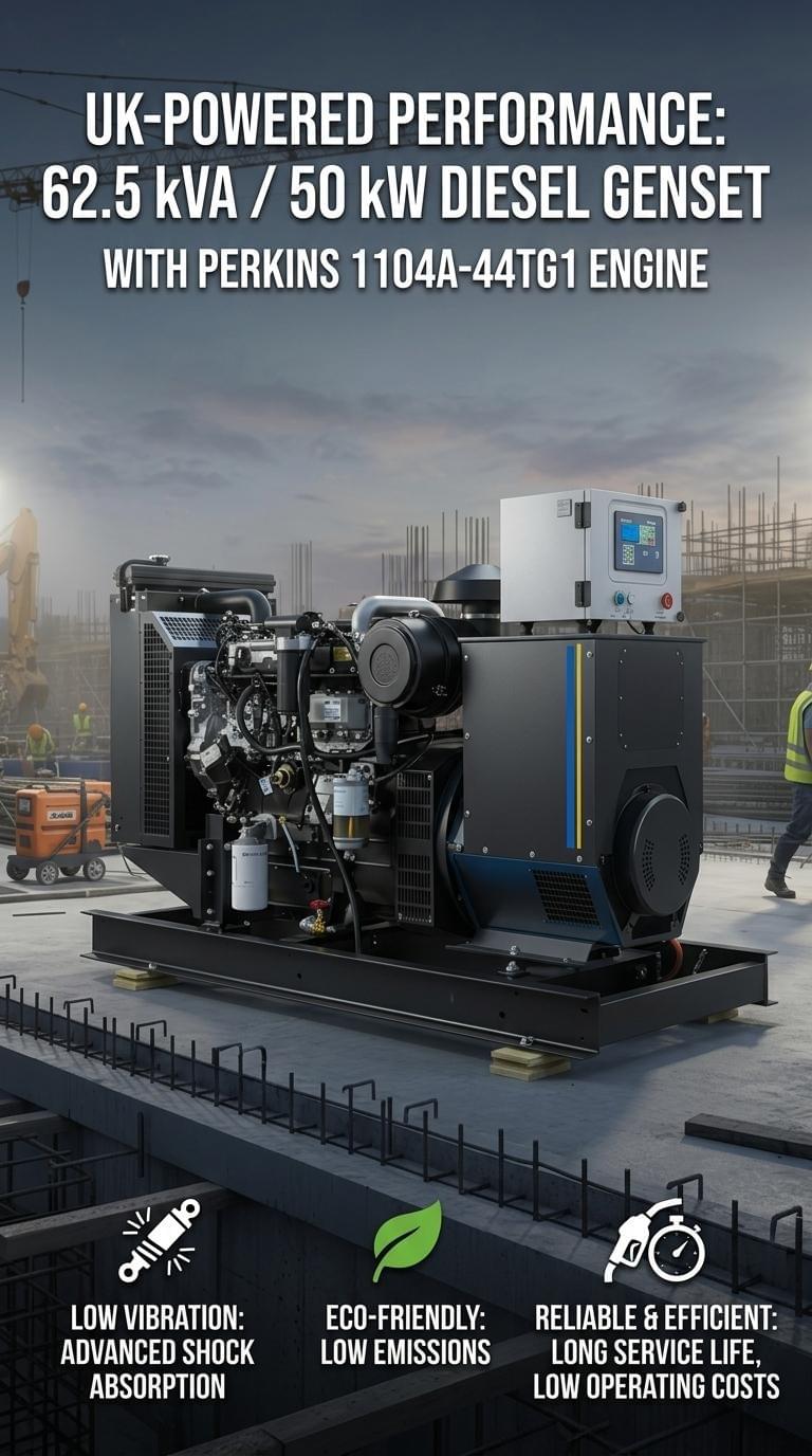 62.5 Kva Generator Set 50kW diesel Power Generator With UK Engine 1104A-44TG1