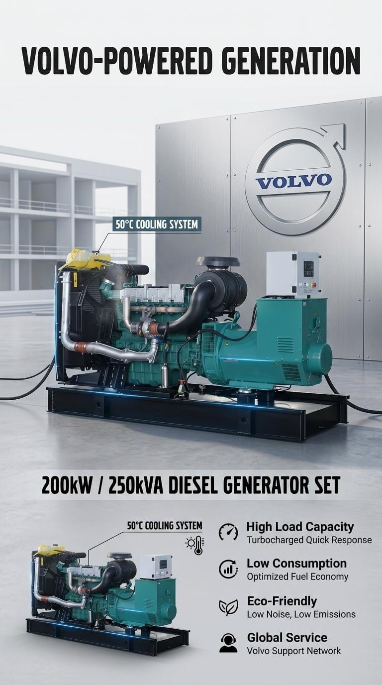 200kW 250kva Electric Motor Driven Generator Set with volvo Diesel Engine