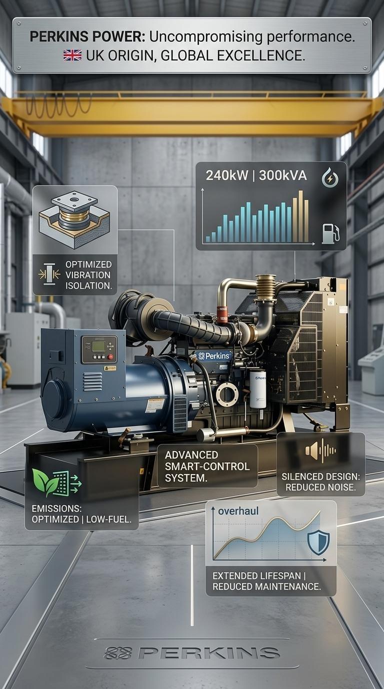 UK Origin 240kW 300kva Diesel Generator Set Powered by Parkins 1506A-E88TAG5 Engine