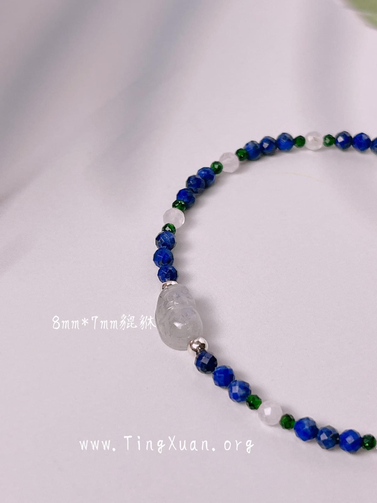 拉長石貔貅♥青金摩根月光綠金砂