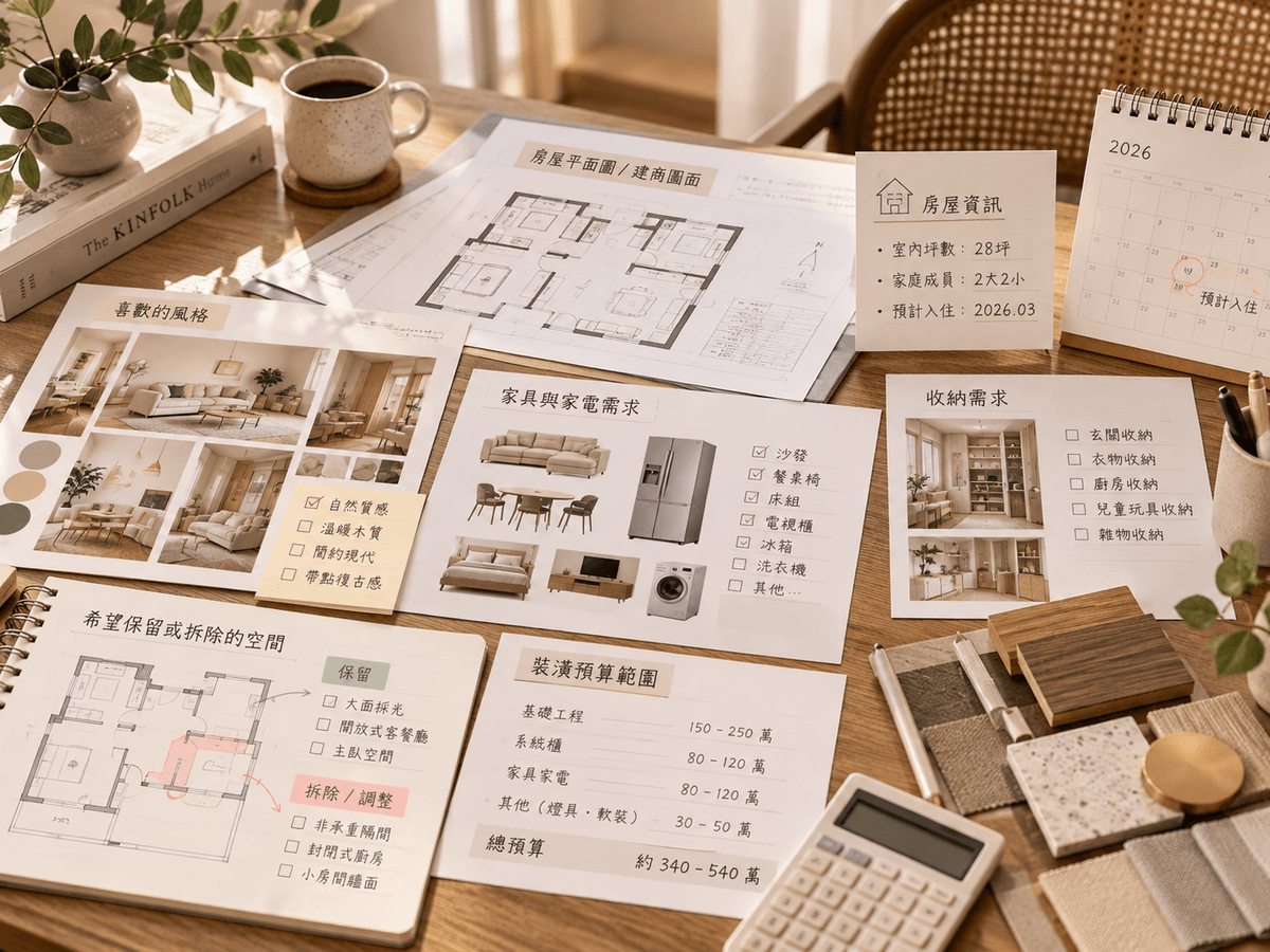 桃園新成屋室內設計師與屋主討論平面圖、格局動線與空間規劃 桃園新成屋室內設計師與屋主討論平面圖、格局動線與空間規劃