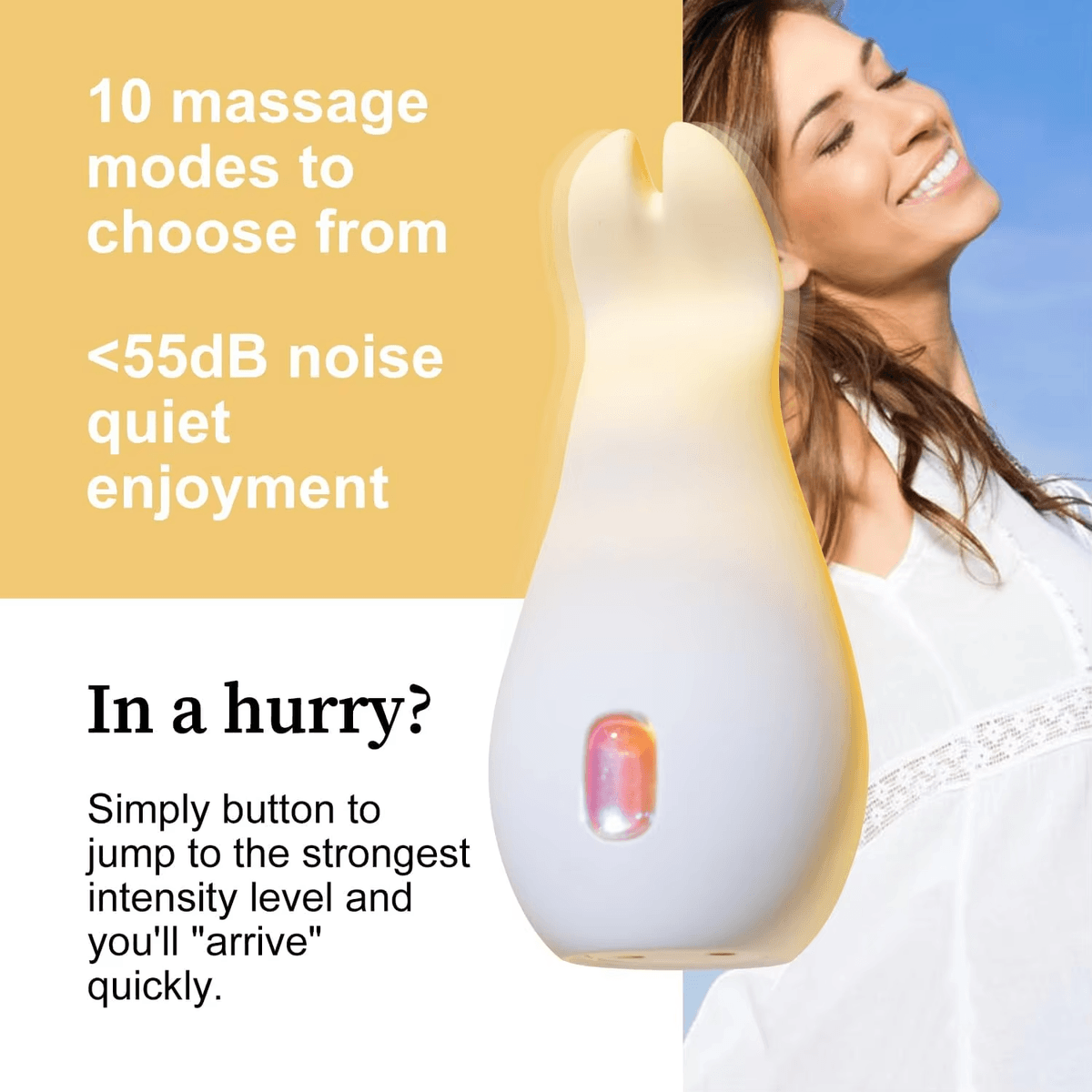 Cute Gradient Yellow Scissor Rabbit Mini Wand Vibrator Quiet Waterproof Personal G-Point Massage Dev