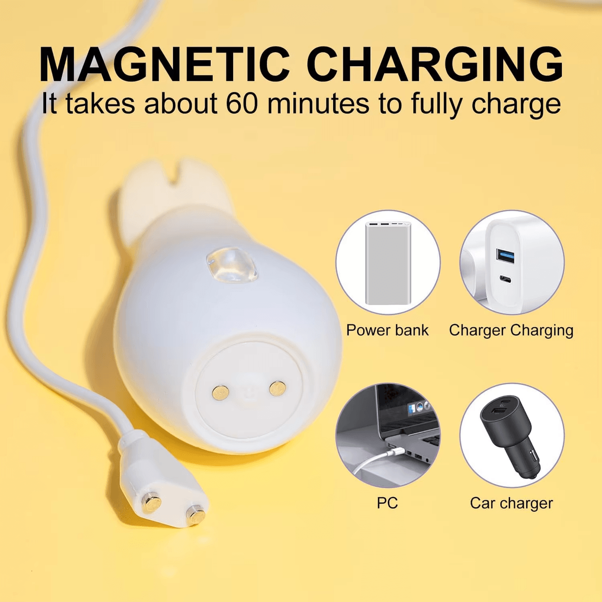 Cute Gradient Yellow Scissor Rabbit Mini Wand Vibrator Quiet Waterproof Personal G-Point Massage Dev