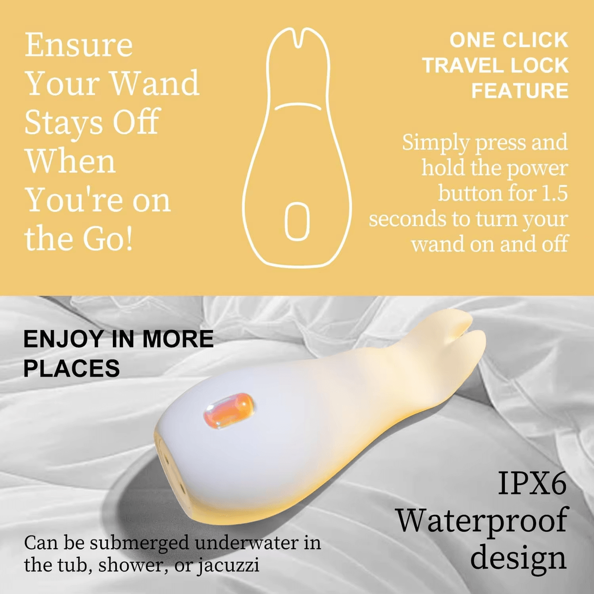 Cute Gradient Yellow Scissor Rabbit Mini Wand Vibrator Quiet Waterproof Personal G-Point Massage Dev