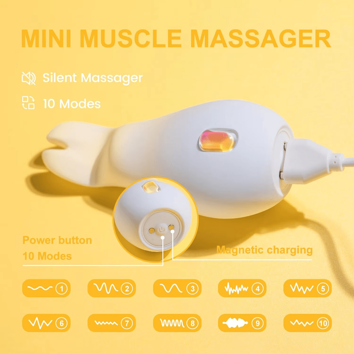 Cute Gradient Yellow Scissor Rabbit Mini Wand Vibrator Quiet Waterproof Personal G-Point Massage Dev