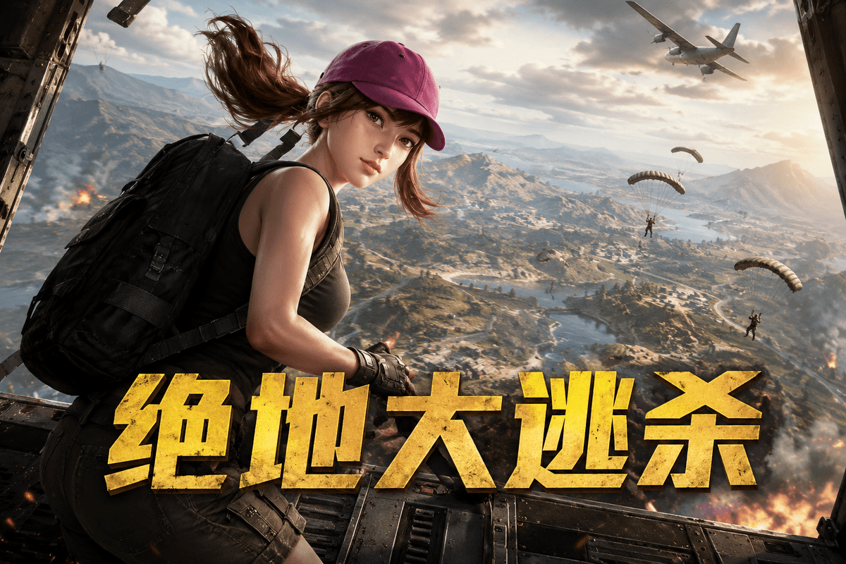PG电子绝地大逃杀游戏文章配图,女性角色坐在飞机舱门旁,背景有高空战场、降落伞与“绝地大逃杀”标题 PG电子绝地大逃杀游戏文章配图,女性角色坐在飞机舱门旁,背景有高空战场、降落伞与“绝地大逃杀”标题