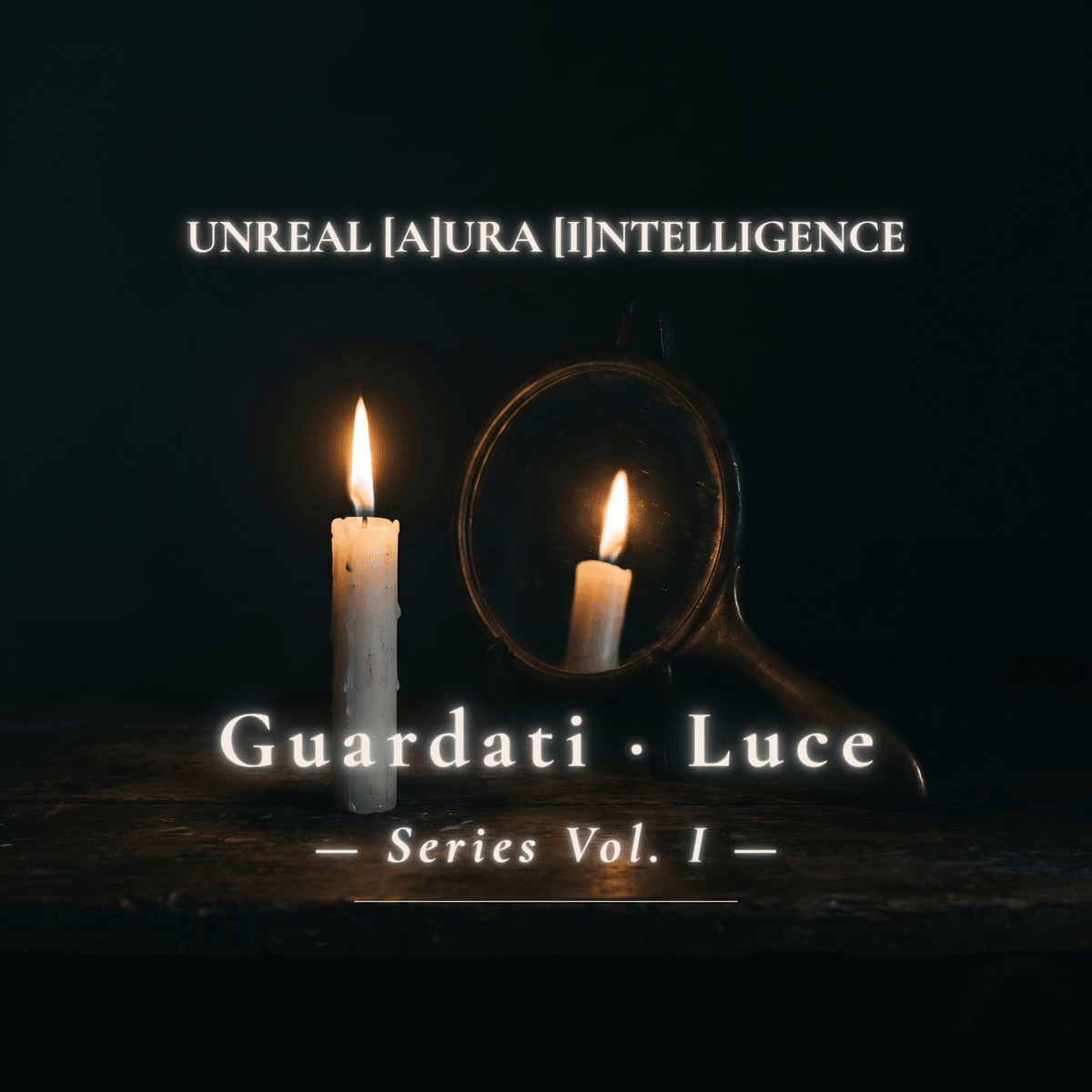 Cover artwork for Guardati, the Italian-language track from Luce Series Vol. I — a woman stands before a cracked antique mirror in a candlelit stone archway, her reflected gaze cast downward, evoking quiet self-confrontation and the fragility of inner truth Cover artwork for Guardati, the Italian-language track from Luce Series Vol. I — a woman stands before a cracked antique mirror in a candlelit stone archway, her reflected gaze cast downward, evoking quiet self-confrontation and the fragility of inner truth