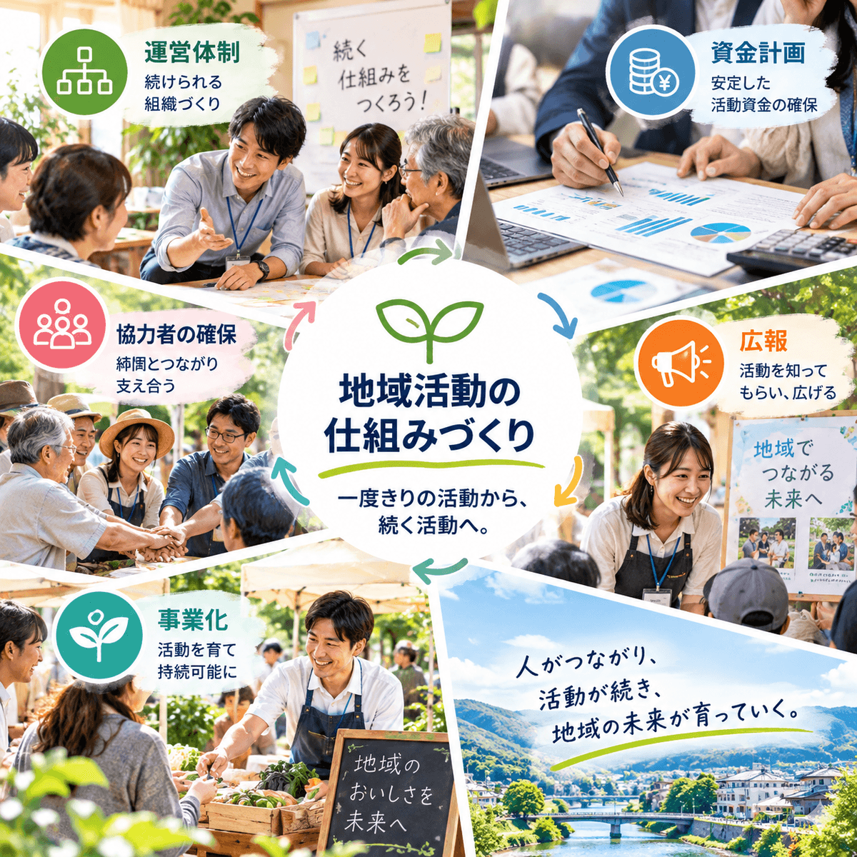We will continue to provide a stage where challenges can be pursued, and establish the system to support long-term growth and regional prosperity. We will create value that continues to the next generation. Sustainable system creation Our company's mission and vision Find the potential sleeping in people, companies, and regions, connect the necessary people, companies, regions, systems, wisdom, and AI, and create a stage for challenges and a mechanism for it to continue. We will continue to provide a stage where challenges can be pursued, and establish the system to support long-term growth and regional prosperity. We will create value that continues to the next generation. Sustainable system creation Our company's mission and vision Find the potential sleeping in people, companies, and regions, connect the necessary people, companies, regions, systems, wisdom, and AI, and create a stage for challenges and a mechanism for it to continue.
