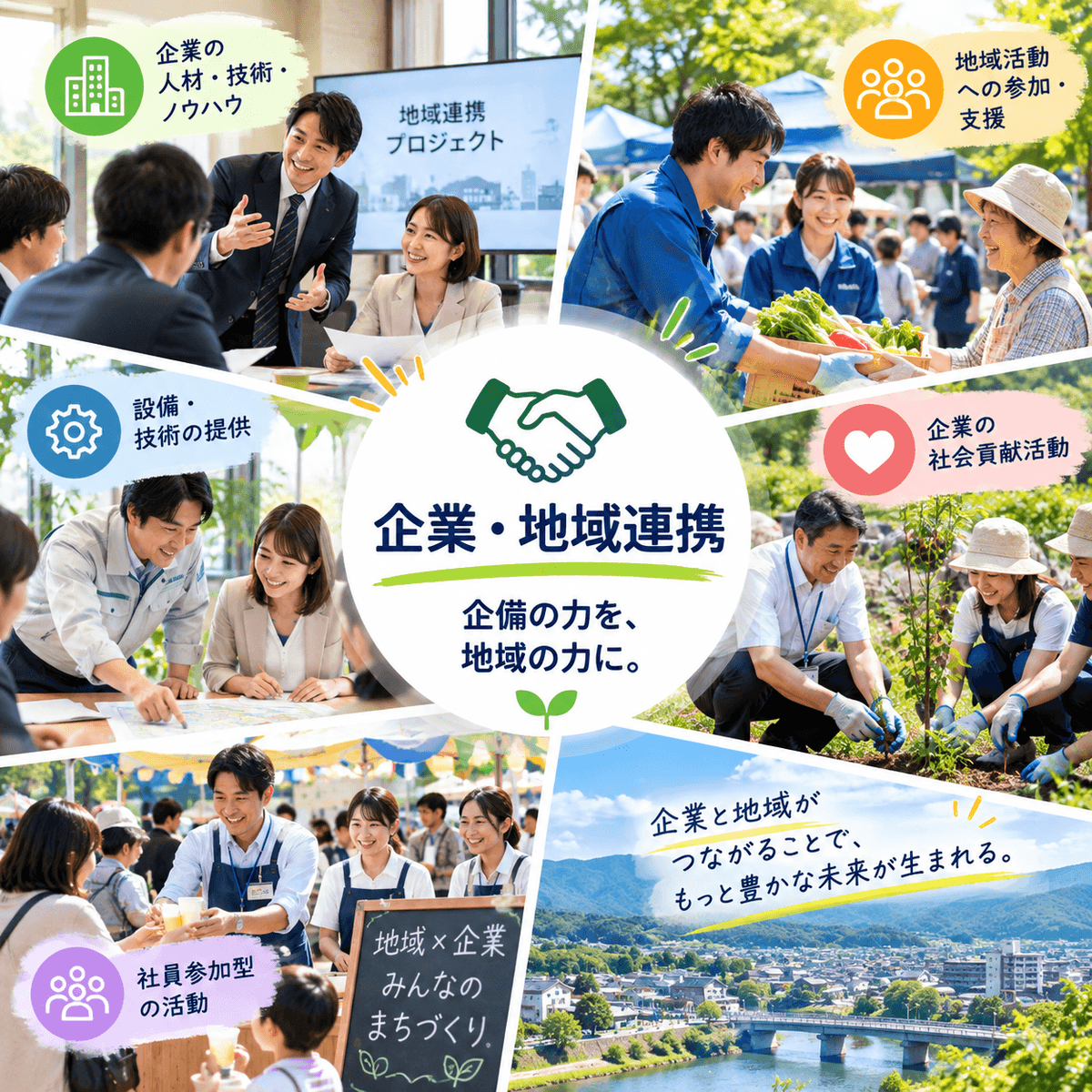 We will continue to provide a stage where challenges can be pursued, and establish the system to support long-term growth and regional prosperity. We will create value that continues to the next generation. Sustainable system creation Our company's mission and vision Find the potential sleeping in people, companies, and regions, connect the necessary people, companies, regions, systems, wisdom, and AI, and create a stage for challenges and a mechanism for it to continue. We will continue to provide a stage where challenges can be pursued, and establish the system to support long-term growth and regional prosperity. We will create value that continues to the next generation. Sustainable system creation Our company's mission and vision Find the potential sleeping in people, companies, and regions, connect the necessary people, companies, regions, systems, wisdom, and AI, and create a stage for challenges and a mechanism for it to continue.