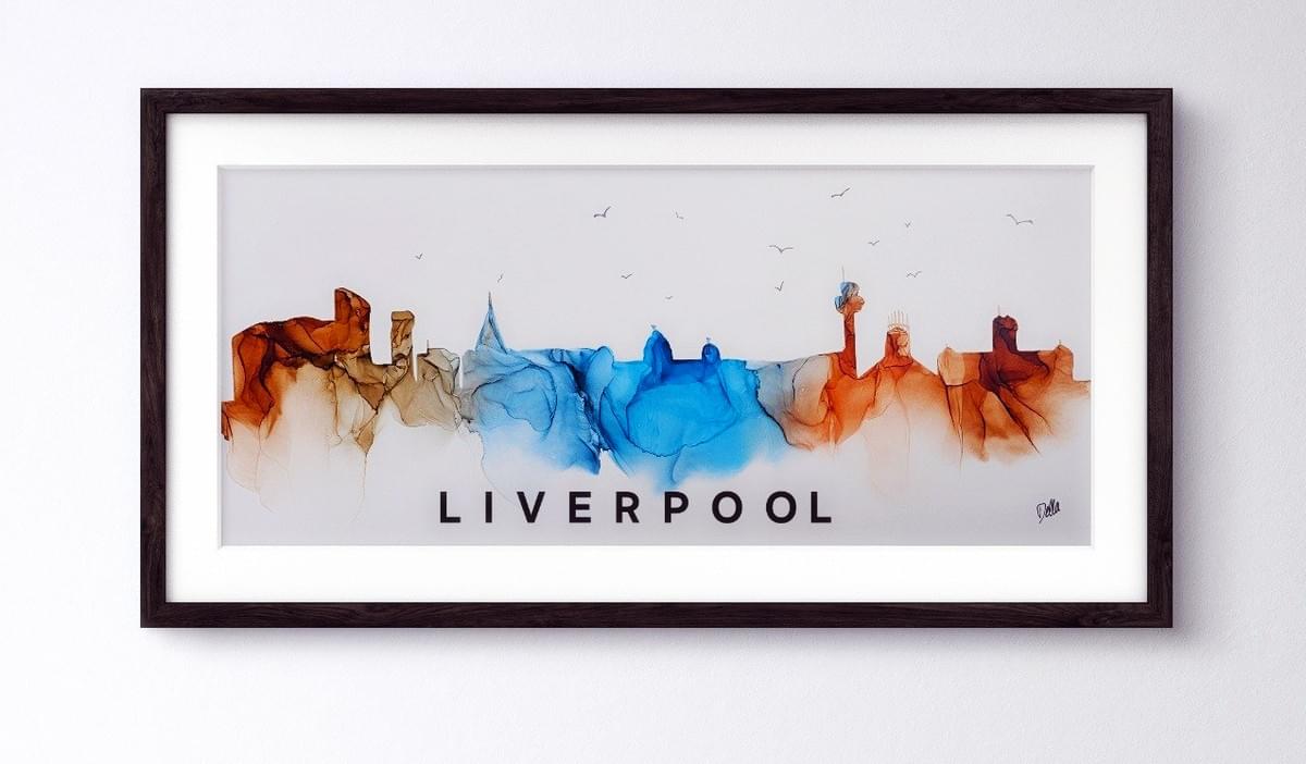Liverpool Skyline - Original alcohol ink art by Andrea Dell Liverpool Skyline - Original alcohol ink art by Andrea Dell