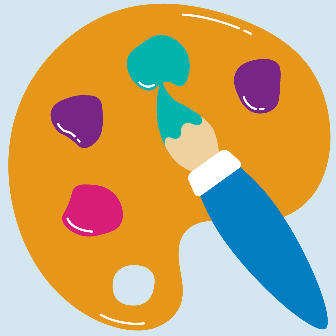 paint brush and pallette representing creating something artistic and learning new skills paint brush and pallette representing creating something artistic and learning new skills