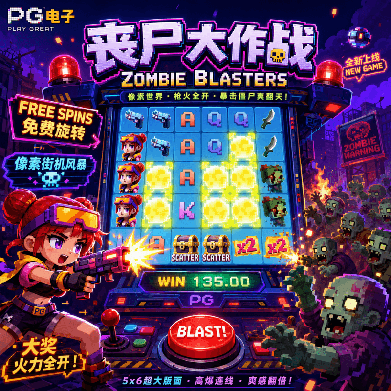 PG电子《丧尸大作战|Zombie Blasters》游戏主题图片 PG电子《丧尸大作战|Zombie Blasters》游戏主题图片