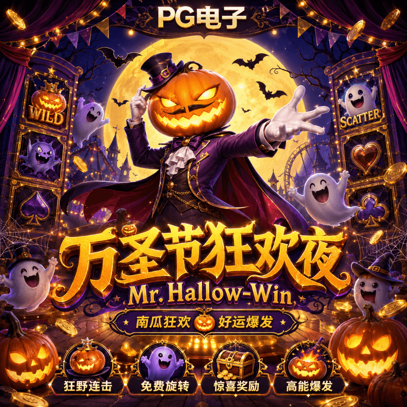 PG电子官网《万胜狂欢夜|Mr. Hallow-Win》游戏主题图片 PG电子官网《万胜狂欢夜|Mr. Hallow-Win》游戏主题图片