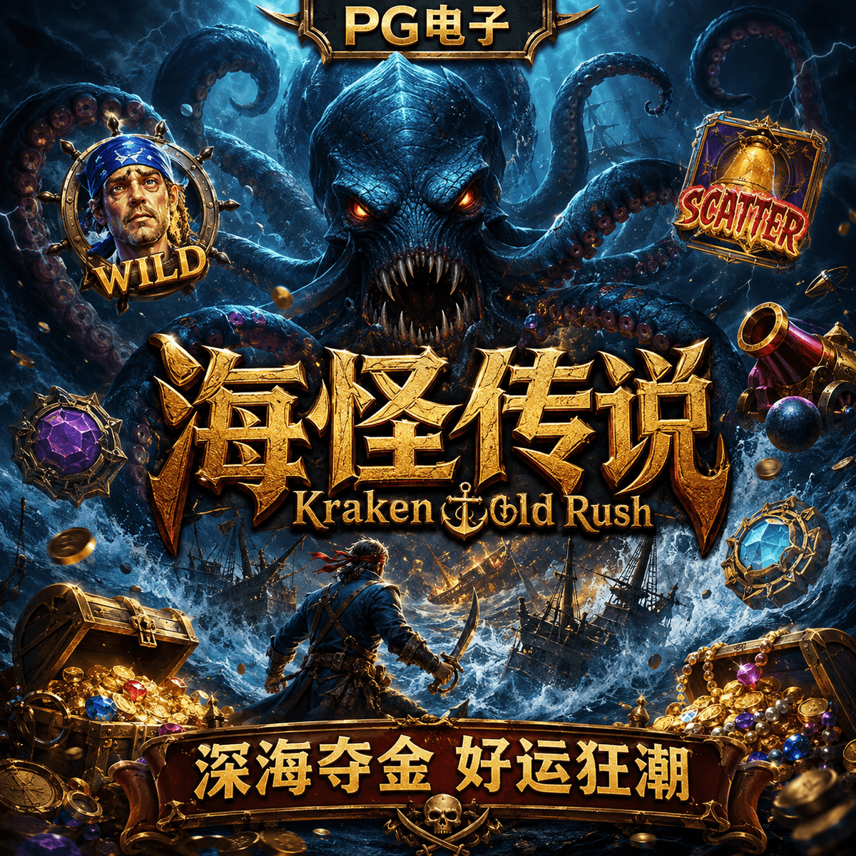 PG电子《海怪传说|Kraken Gold Rush》游戏主题图片 PG电子《海怪传说|Kraken Gold Rush》游戏主题图片