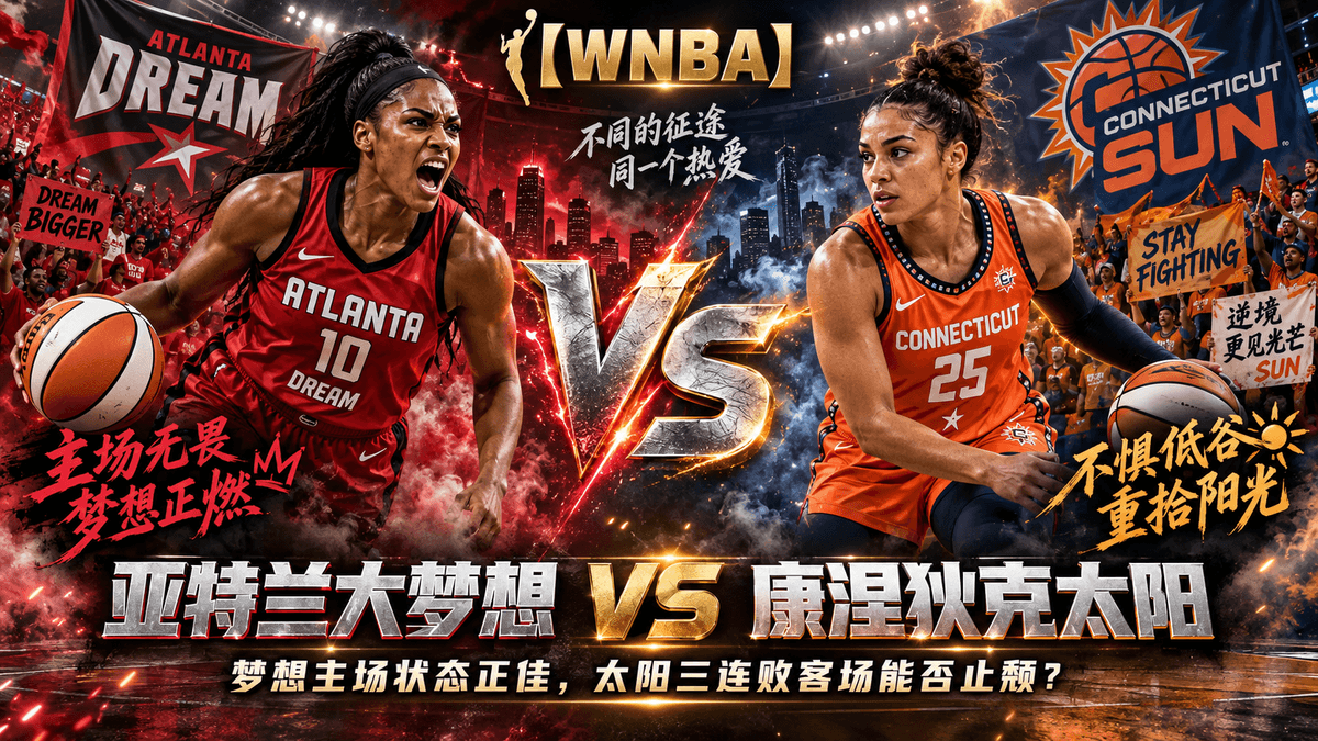 本篇由熊猫体育整理亚特兰大梦想 VS 康涅狄克太阳的WNBA推荐与赛前分析,重点观察双方近期状态、主客场表现、进攻效率、防守稳定性与比赛节奏。亚特兰大梦想目前整体战绩与主场表现更为稳定,康涅狄克太阳则需要尽快改善近期连败与客场进攻效率。以下内容主要提供赛事资讯与赛前观察参考。 本篇由熊猫体育整理亚特兰大梦想 VS 康涅狄克太阳的WNBA推荐与赛前分析,重点观察双方近期状态、主客场表现、进攻效率、防守稳定性与比赛节奏。亚特兰大梦想目前整体战绩与主场表现更为稳定,康涅狄克太阳则需要尽快改善近期连败与客场进攻效率。以下内容主要提供赛事资讯与赛前观察参考。