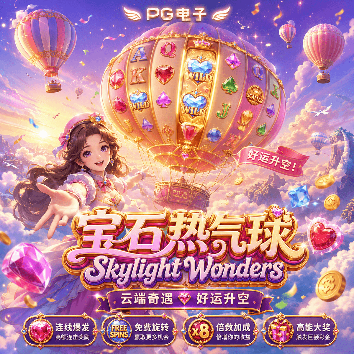 PG电子《宝石热气球|Skylight Wonders》游戏主题图片 PG电子《宝石热气球|Skylight Wonders》游戏主题图片