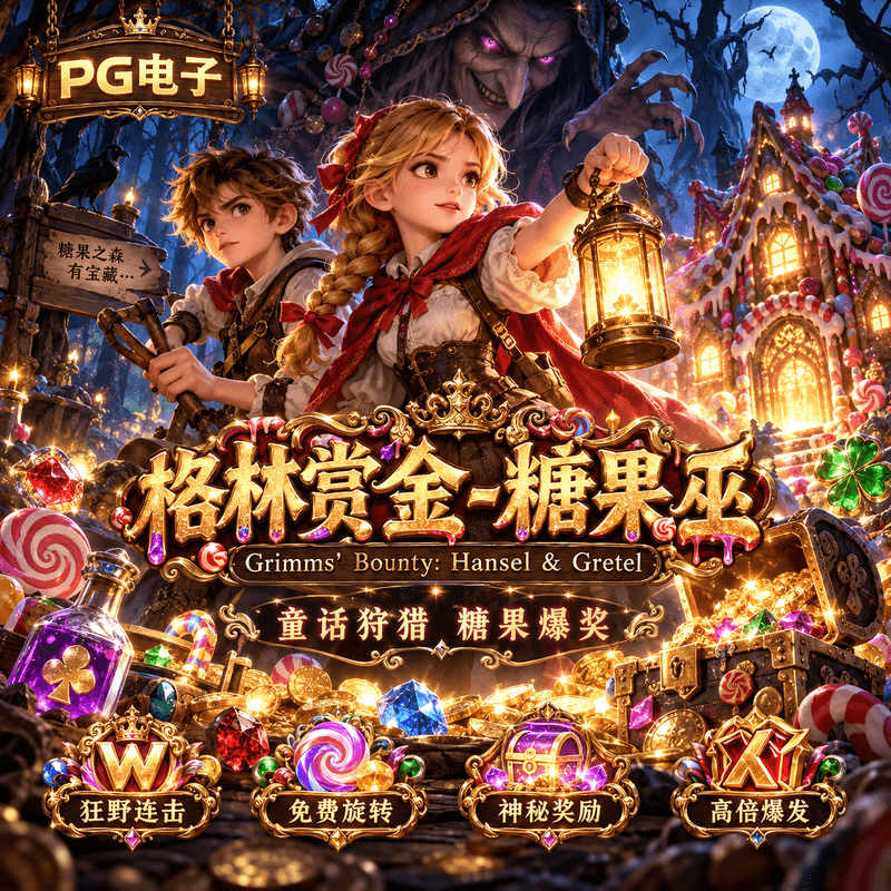 PG电子官网《格林赏金-糖果巫|Grimms' Bounty: Hansel & Gretel》游戏主题图片 PG电子官网《格林赏金-糖果巫|Grimms' Bounty: Hansel & Gretel》游戏主题图片
