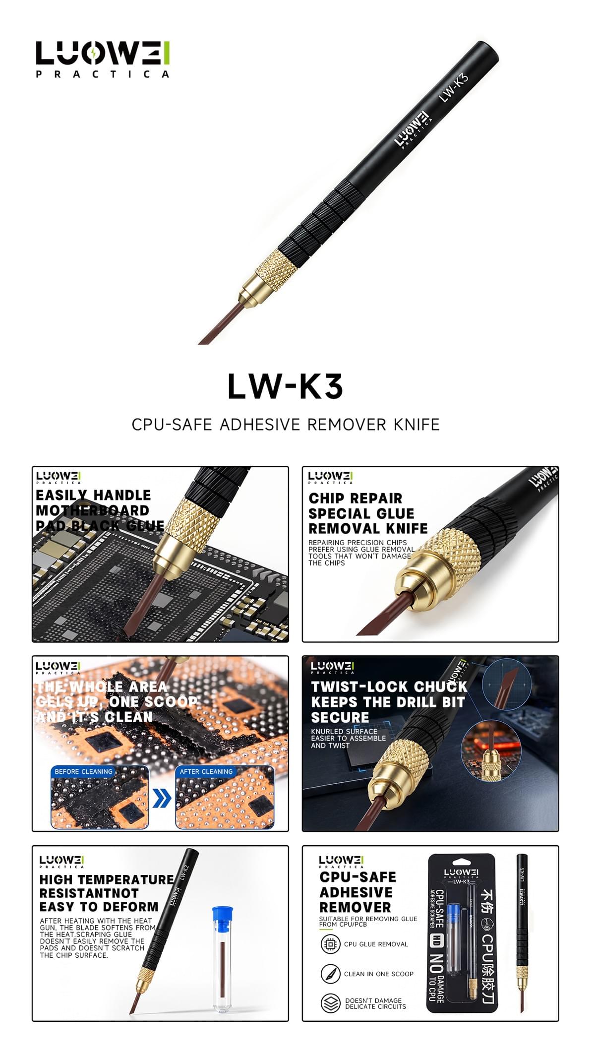 LW-K3 CPU-safe adhesive removal blade
