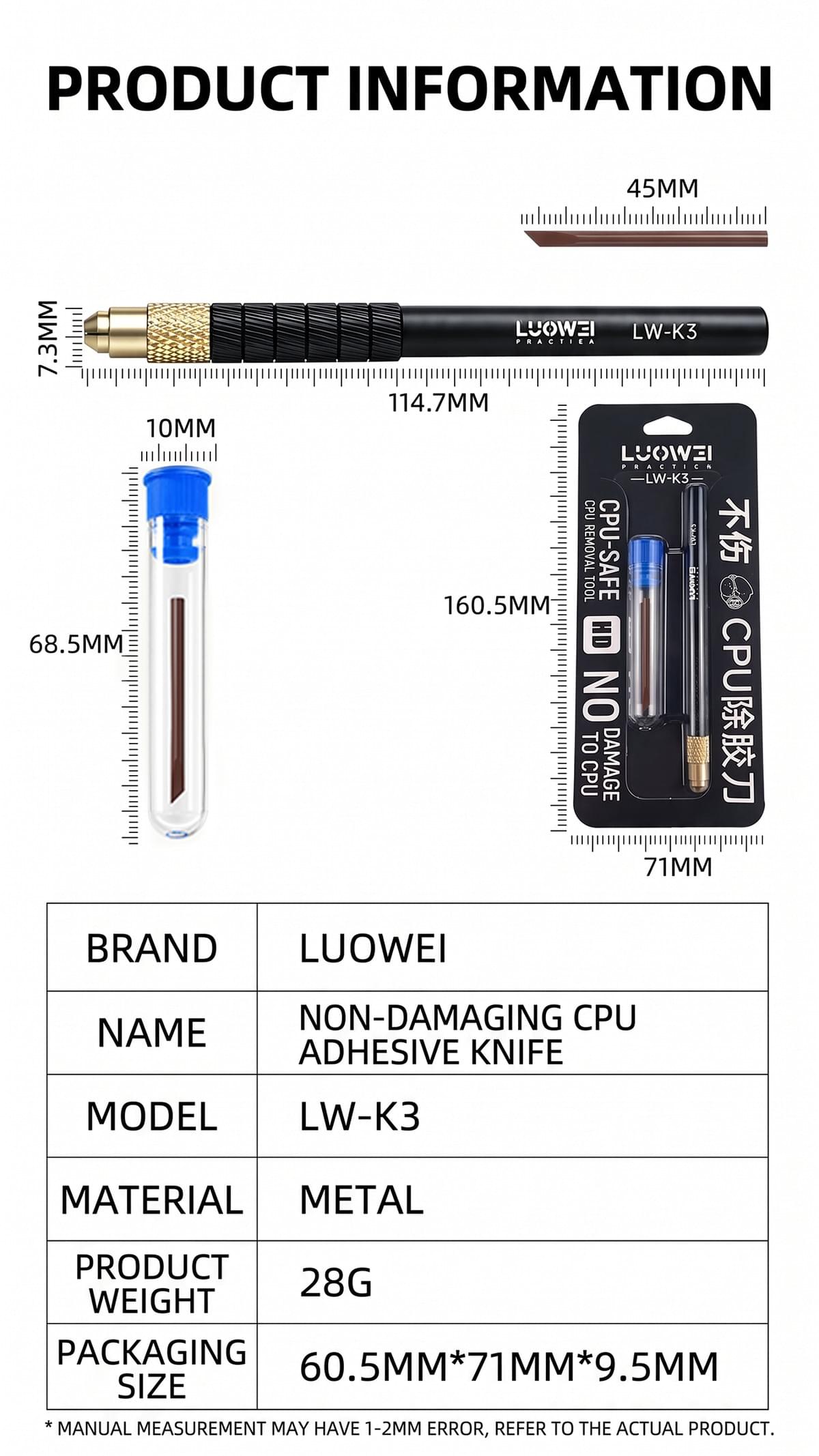 LW-K3 CPU-safe adhesive removal blade