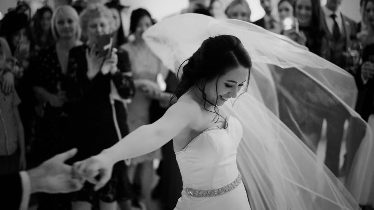 Eaves Hall Wedding, Lancashire wedding videographer, Bride, veil, first dance Eaves Hall Wedding, Lancashire wedding videographer, Bride, veil, first dance