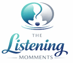 A circular teal‑to‑grey logo featuring two simple face silhouettes looking toward each other, symbolising connection and listening, with the words ‘The Listening Moments’ written below in mixed serif and script fonts A circular teal‑to‑grey logo featuring two simple face silhouettes looking toward each other, symbolising connection and listening, with the words ‘The Listening Moments’ written below in mixed serif and script fonts