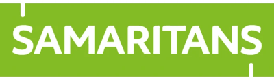 A green rectangular logo with the word “Samaritans” in bold white capital letters, with white corner markings on the top left and bottom right. A green rectangular logo with the word “Samaritans” in bold white capital letters, with white corner markings on the top left and bottom right.
