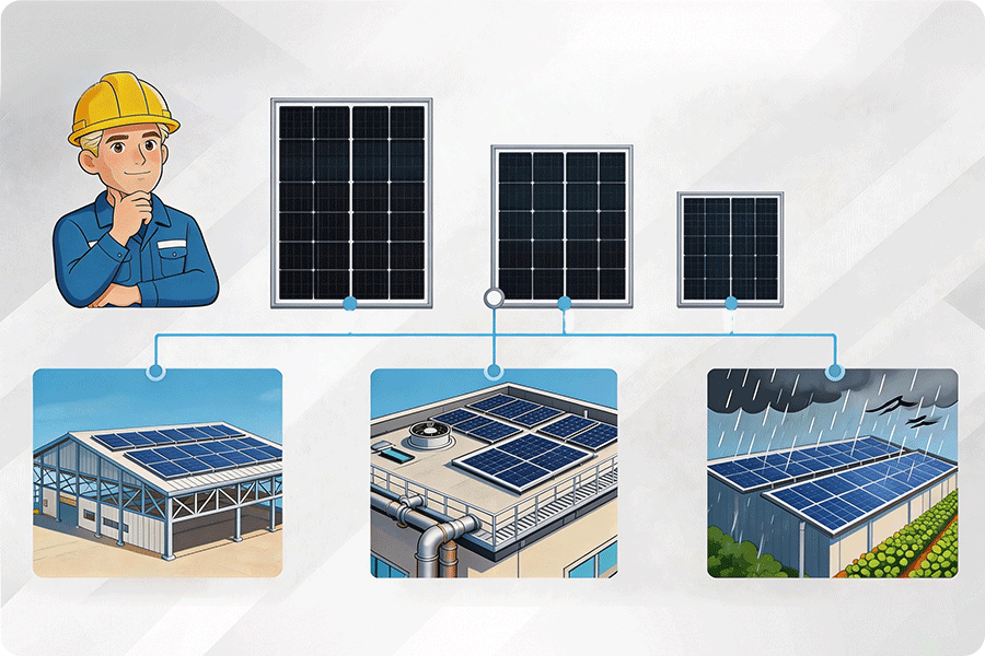 Wybór modułów w projektach fotowoltaicznych na dachach komercyjnych i przemysłowych jest ograniczony przez warunki dachu. Wybór modułów w projektach fotowoltaicznych na dachach komercyjnych i przemysłowych jest ograniczony przez warunki dachu.
