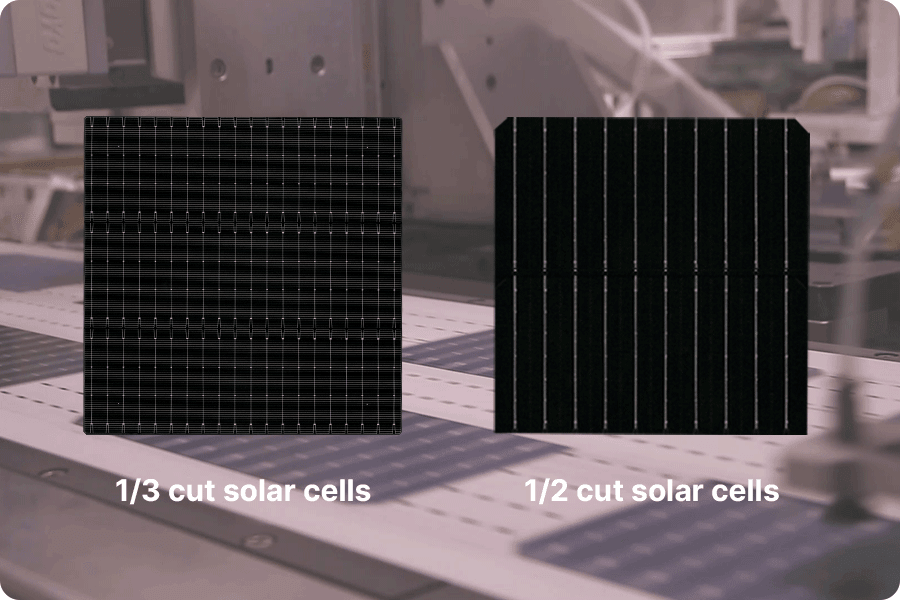 jämförelse mellan TOPCon-halvceller och tredelade solceller. jämförelse mellan TOPCon-halvceller och tredelade solceller.