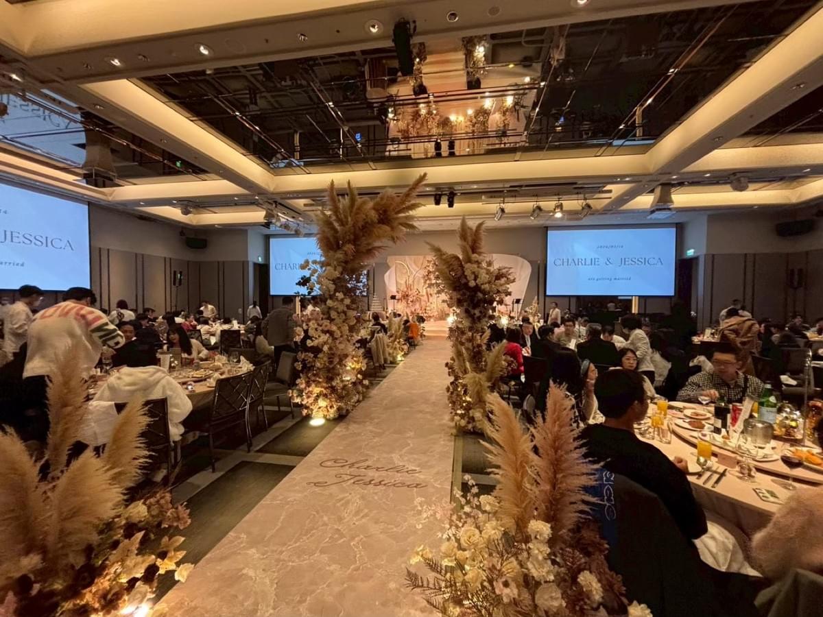 台北萬豪婚宴會場 乾燥花與蘆葦佈置