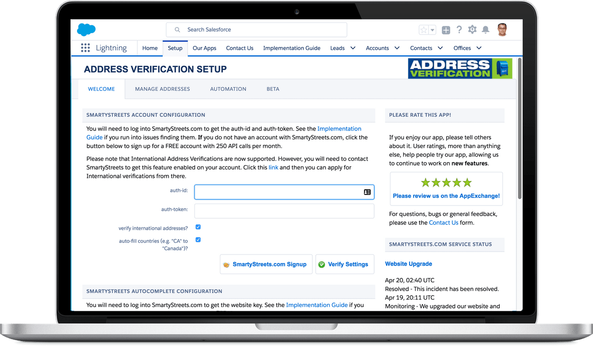 Address Verification for Salesforce Address Verification for Salesforce