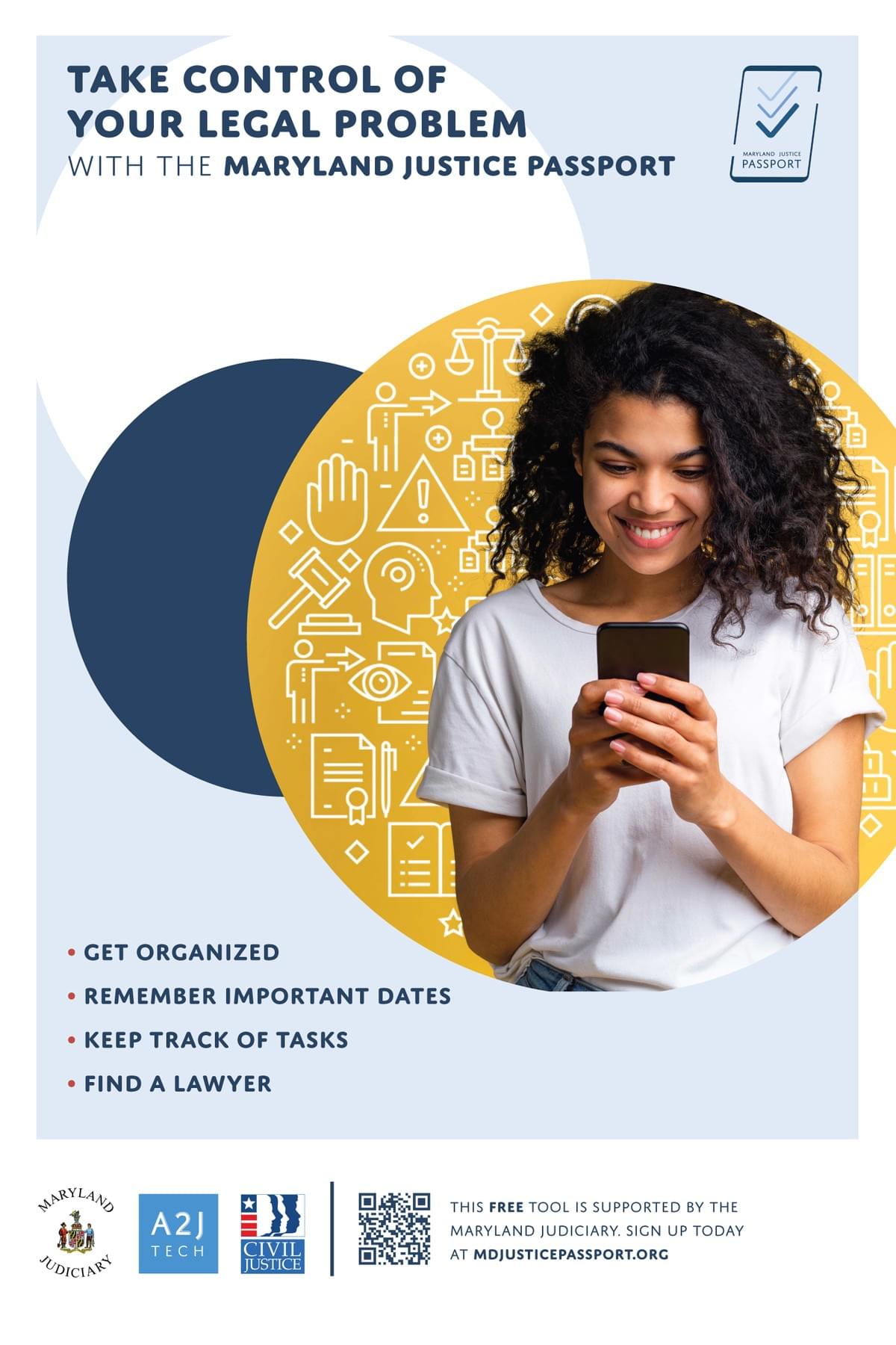 Poster with young woman holding a phone Poster with young woman holding a phone