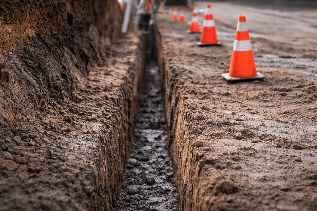 Narrow slot trenching completed with hydrovac excavation for precise utility installation Narrow slot trenching completed with hydrovac excavation for precise utility installation