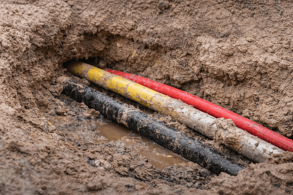 Utility daylighting using hydrovac excavation to safely expose underground gas, electrical, and fibre utility lines Utility daylighting using hydrovac excavation to safely expose underground gas, electrical, and fibre utility lines