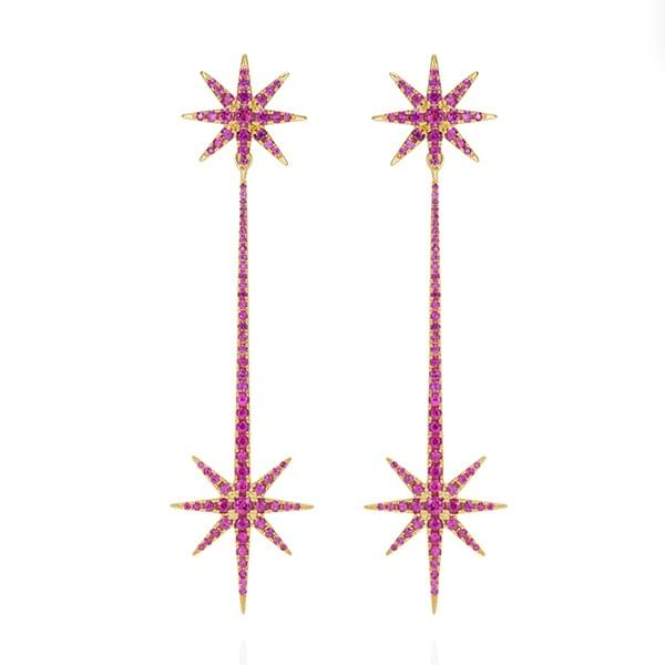 Tsar Star Blaze Studs and Drops earrings in 14k yellow gold with 1.63 cts. t.w. pink sapphires, $9,256; Robinson Pelham Tsar Star Blaze Studs and Drops earrings in 14k yellow gold with 1.63 cts. t.w. pink sapphires, $9,256; Robinson Pelham