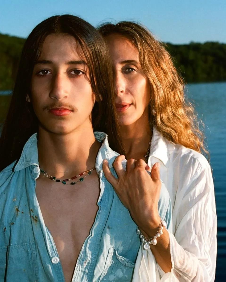 Mara Hoffman and her son Joaquin model in the new Presley Oldham jewelry campaign. Mara Hoffman and her son Joaquin model in the new Presley Oldham jewelry campaign.