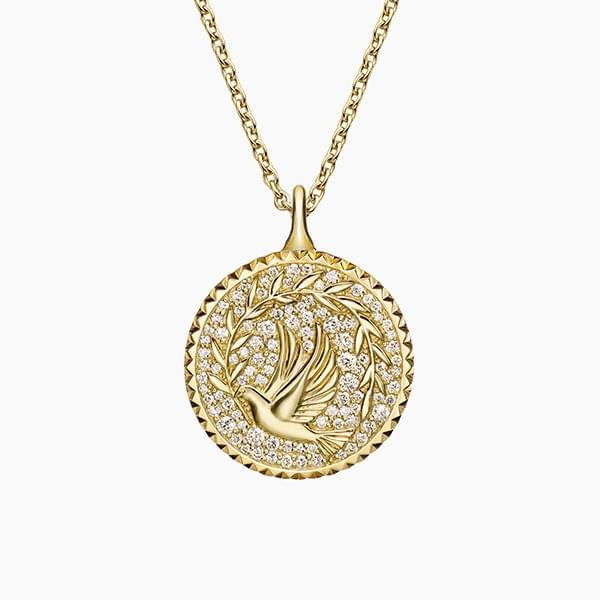 Brilliant Earth’s Jane Goodall Peace Medallion necklace in 14k gold with approximately 0.38 cts. t.w. lab-grown diamonds, $1,995 Brilliant Earth’s Jane Goodall Peace Medallion necklace in 14k gold with approximately 0.38 cts. t.w. lab-grown diamonds, $1,995
