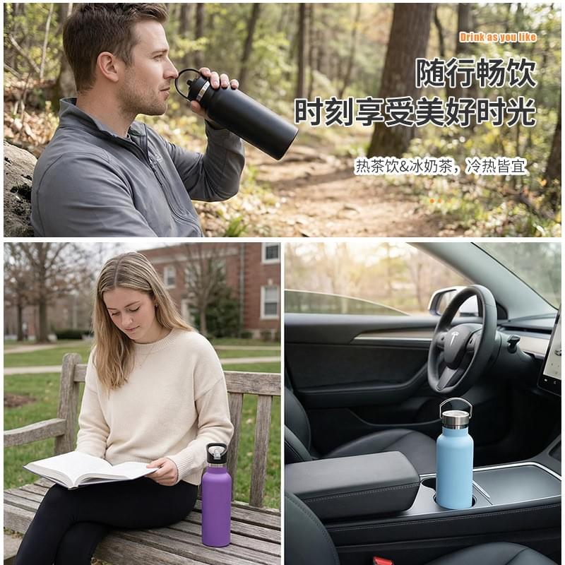 Custom Design Double Wall Stainless Steel Vacuum Flask Portable Eco-friendly Metal Water Bottle