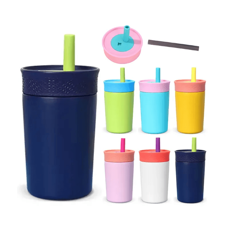 12 oz Insulated Stainless Steel Tumbler Spill-Proof Flexible Straw Kids' Gift Tumbler