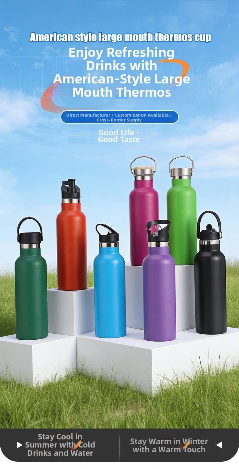 Custom Design Double Wall Stainless Steel Vacuum Flask Portable Eco-friendly Metal Water Bottle