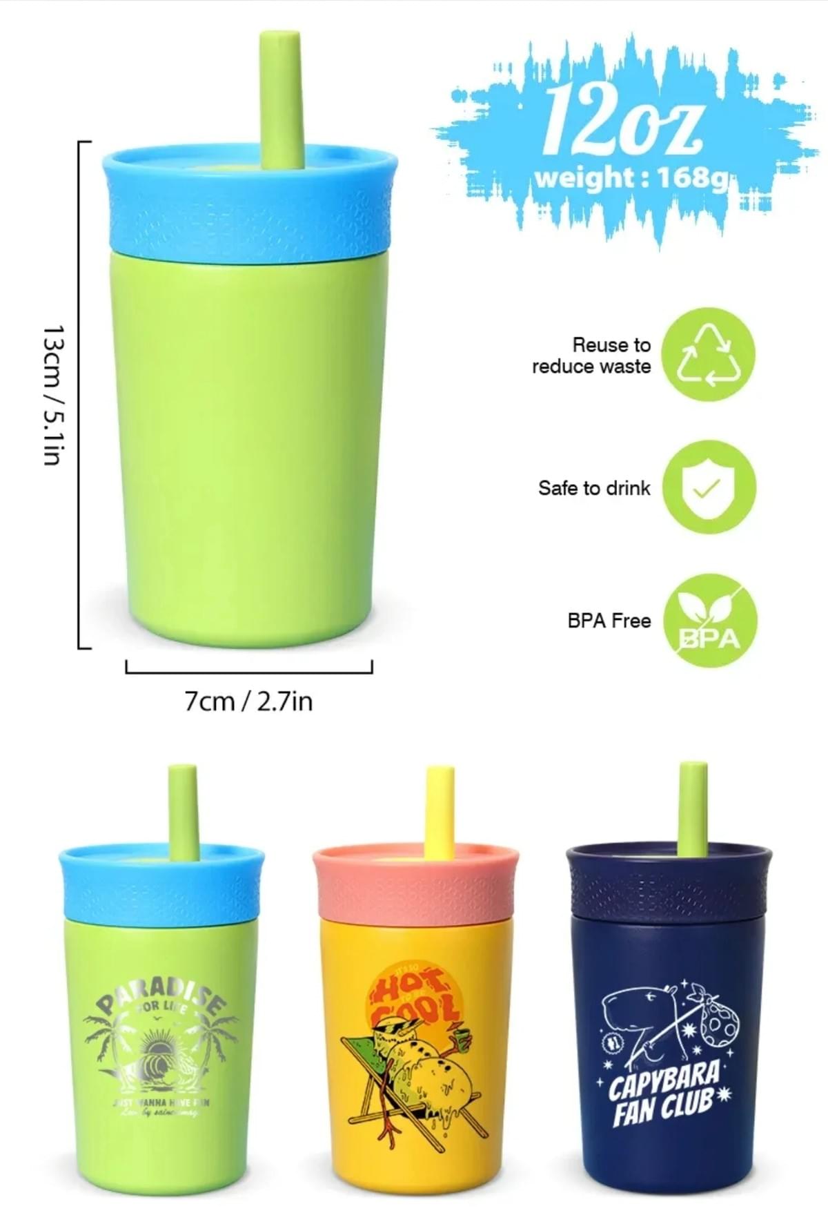 12 oz Insulated Stainless Steel Tumbler Spill-Proof Flexible Straw Kids' Gift Tumbler