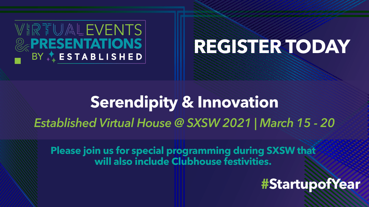 Sign-up for updates for Established's SXSW online programming and Clubhouse events. Sign-up for updates for Established's SXSW online programming and Clubhouse events.