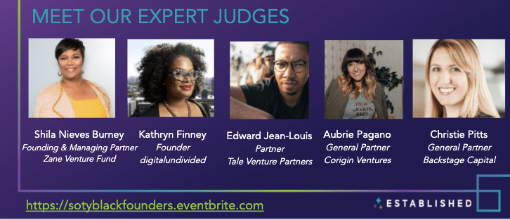 RSVP to see Shila Nieves Burney of Zane Venture Fund, Kathryn Finney of digitalundivided, Edward Jean-Louis of Tale Venture Partners, Aubrie Pagano of Corigin Ventures, Christie Pitts of Backstage Capital on September 3. RSVP to see Shila Nieves Burney of Zane Venture Fund, Kathryn Finney of digitalundivided, Edward Jean-Louis of Tale Venture Partners, Aubrie Pagano of Corigin Ventures, Christie Pitts of Backstage Capital on September 3.