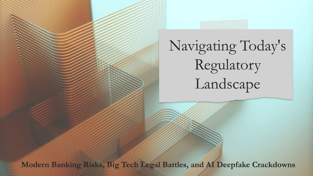 Modern Banking Risks, Big Tech Legal Battles, And AI Deepfake Crackdowns Modern Banking Risks, Big Tech Legal Battles, And AI Deepfake Crackdowns