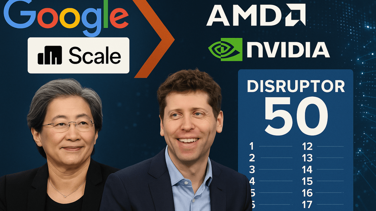 AI Power Plays & Startup Surges: Google-Scale AI Split, AMD's Nvidia Rival, And The 2025 Disruptor 50 Driving The Next Wave Of Innovation AI Power Plays & Startup Surges: Google-Scale AI Split, AMD's Nvidia Rival, And The 2025 Disruptor 50 Driving The Next Wave Of Innovation