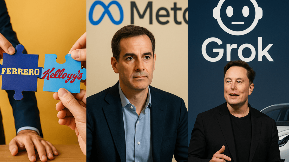 Boardroom Hustle: Ferrero Grabs Kellogg, Meta Lures Apple’s AI Chief, Grok Gears Up For Tesla Boardroom Hustle: Ferrero Grabs Kellogg, Meta Lures Apple’s AI Chief, Grok Gears Up For Tesla
